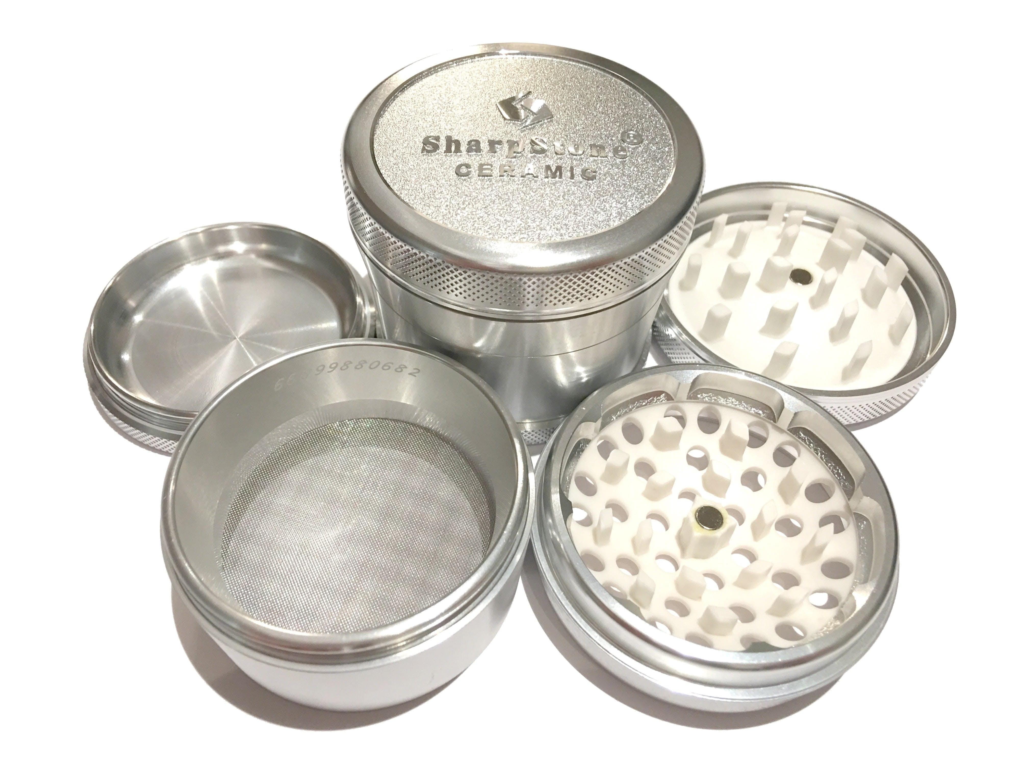 SharpStone Ceramic (2.5" Inch) Hard Top Shredder - 4pc, Large, Silver