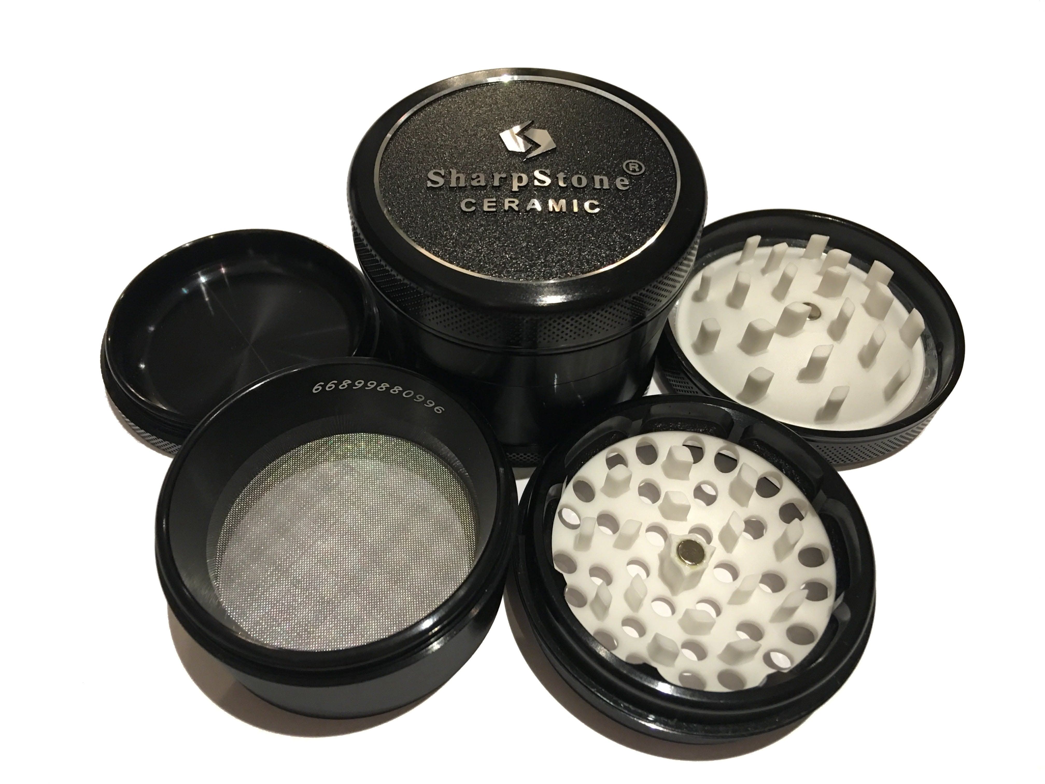 SharpStone Ceramic (2.5" Inch) Hard Top Shredder - 4pc, Large, Black